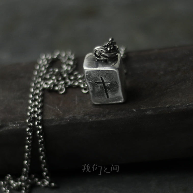 Handmade Sterling Silver Solid Pendant Cross Necklace