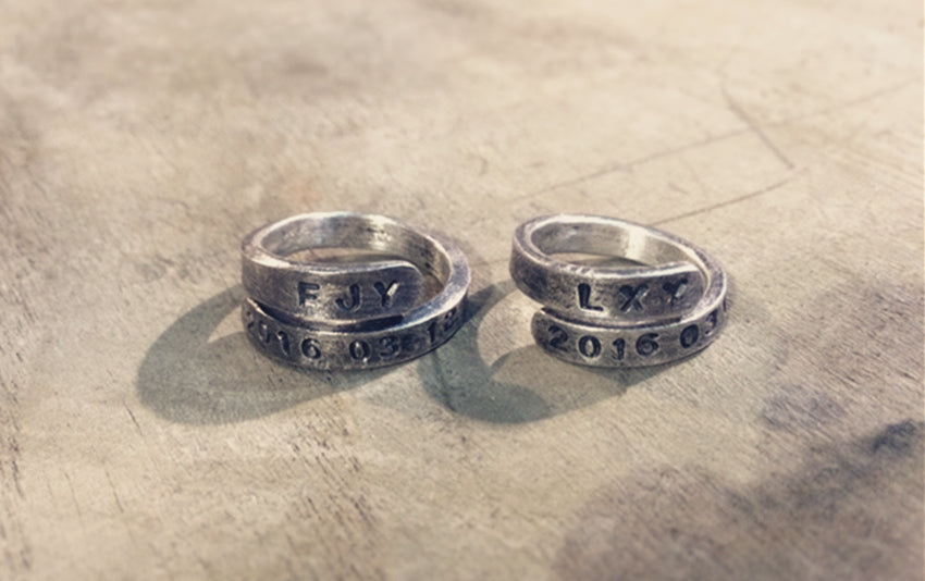 Couple rings Letterable handmade sterling silver