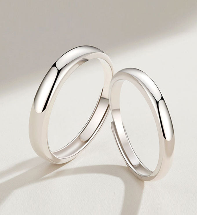 Simple sterling silver couple ring