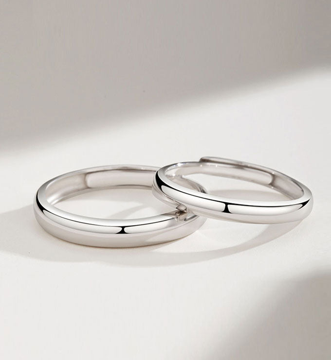 Simple sterling silver couple ring