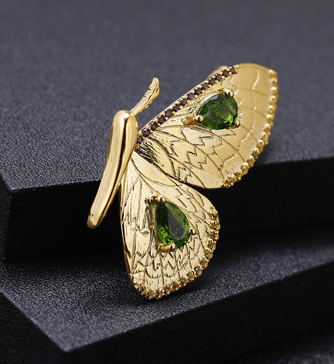 Butterfly Brooch and Pendant-Natural Garnet-Diopside-Amethyst