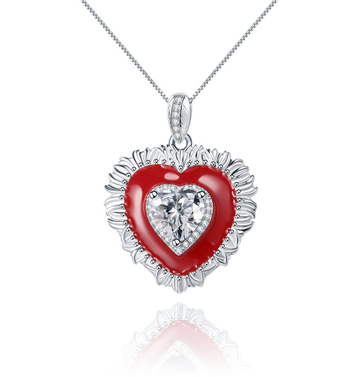 Red Heart Necklace-Natural Garnet-agate