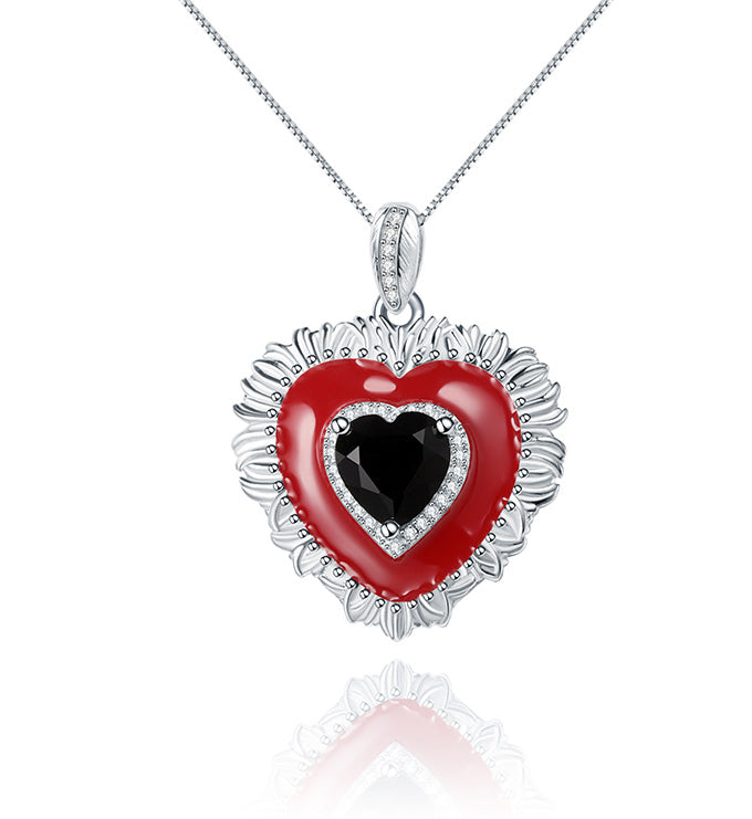 Red Heart Necklace-Natural Garnet-agate