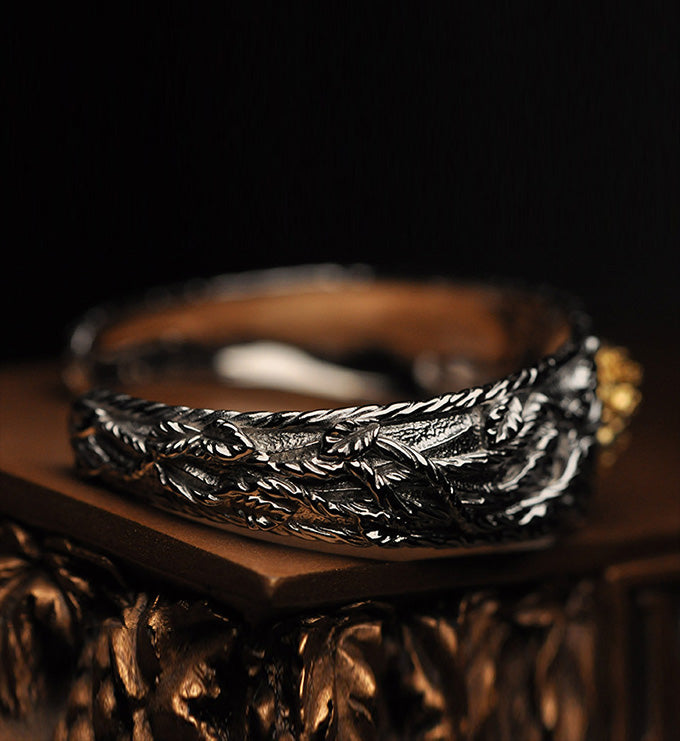 Hand Carved silver Bracelet