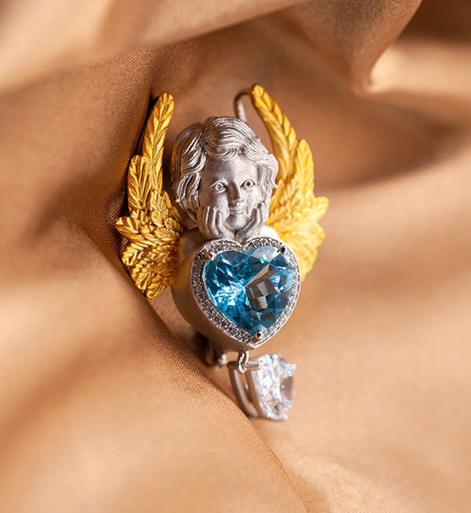 Angel brooch and Pendant-Natural Topaz