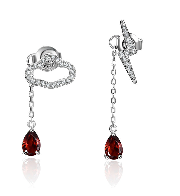 Asymmetric earring-Natural Topaz-Garnet-Peridot-Sapphire