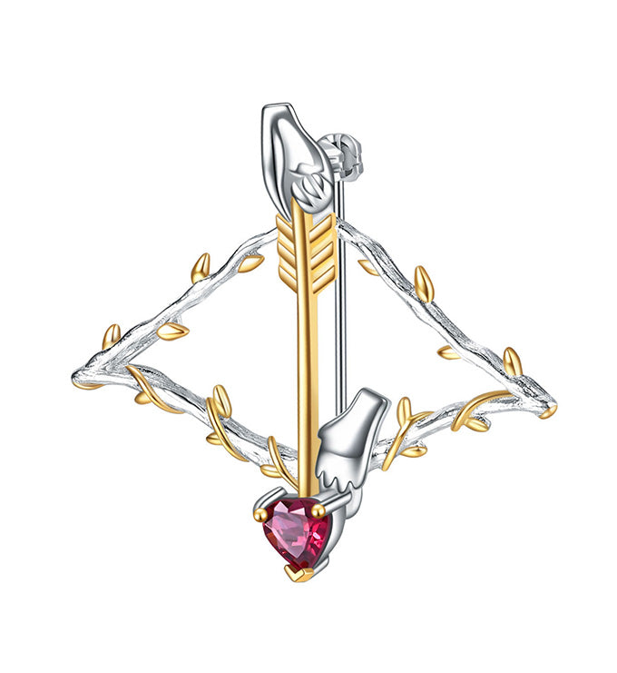 Cupid arrow brooch and Pendant Necklace-Natural Rose garnet-Amethyst