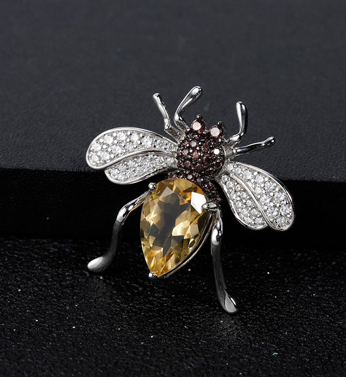 Bee brooch-Natural Citrine