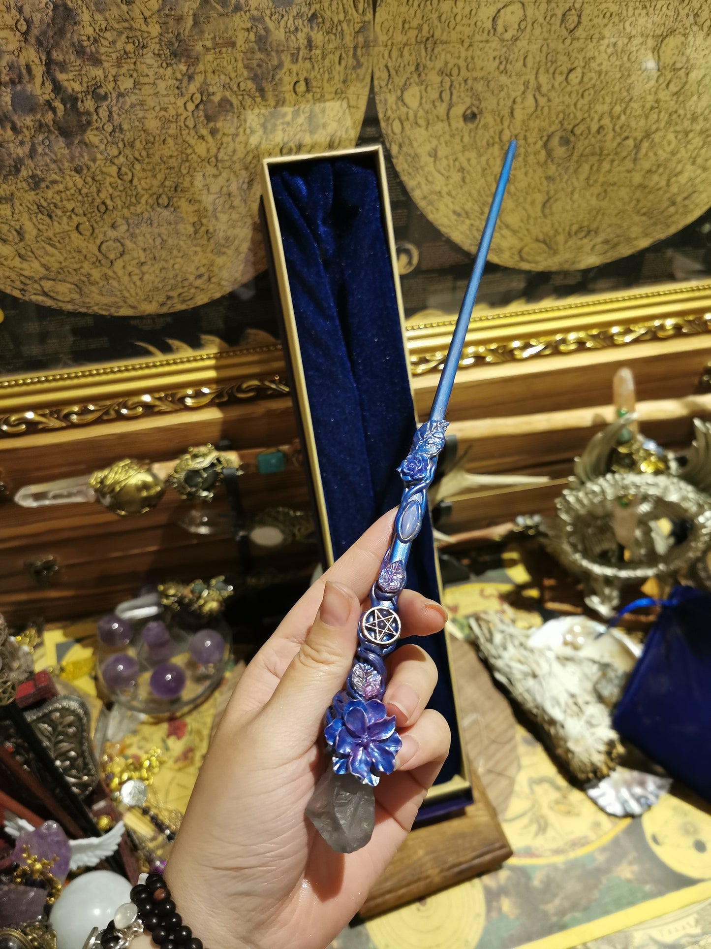 Magic Wand-Natural crystal solid wood Wearable handmade